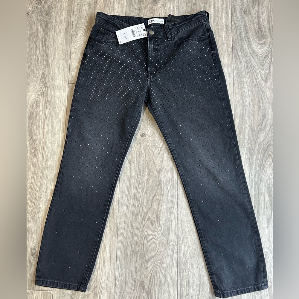 Black Zara embellished jeans